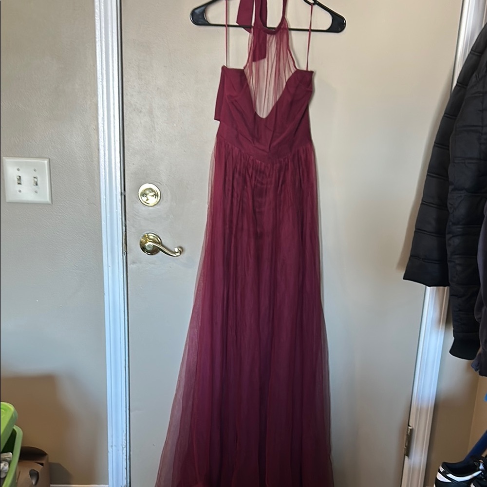 Elegant Burgundy Evening Gown